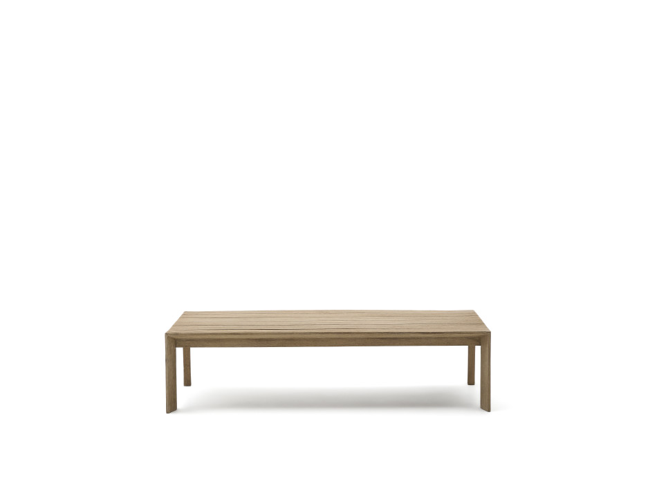 Ambra coffee table in solid acacia wood with a light finish, 82.5 x 140 cm, FSC 100%