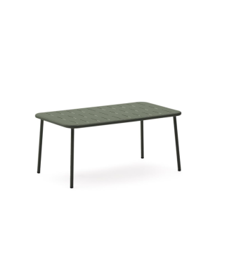 Zivia outdoor coffee table in green galvanized steel 90 x 50 cm