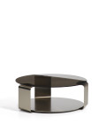 Dolven coffee table in brown glass and brushed steel Ø80 cm