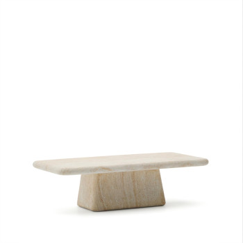 Drasi concrete coffee table with travertine finish, 140 x 70 cm
