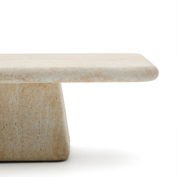 Drasi concrete coffee table with travertine finish, 140 x 70 cm