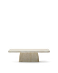 Drasi concrete coffee table with travertine finish, 140 x 70 cm