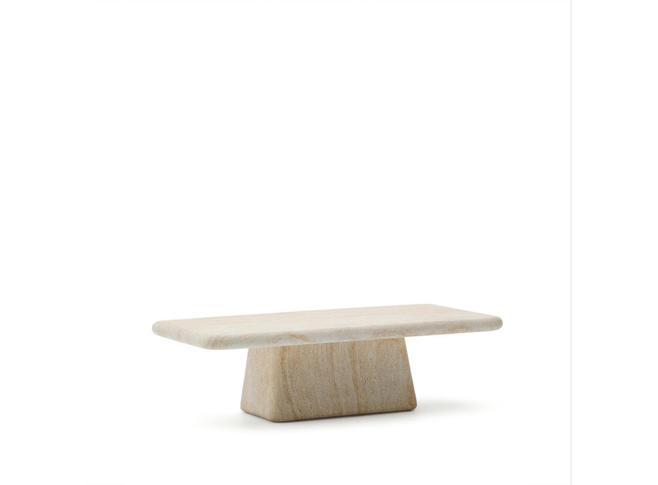 Drasi concrete coffee table with travertine finish, 140 x 70 cm