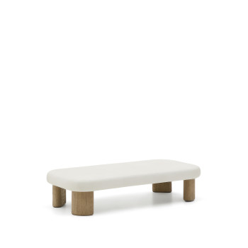 Labra coffee table in concrete and acacia wood, 140 x 70 cm