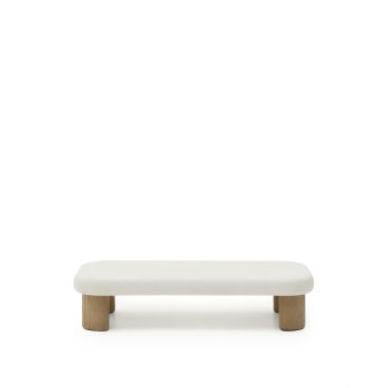 Labra coffee table in concrete and acacia wood, 140 x 70 cm