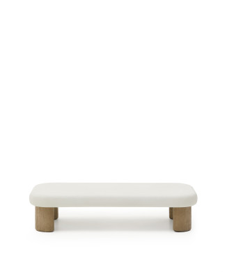 Labra coffee table in concrete and acacia wood, 140 x 70 cm