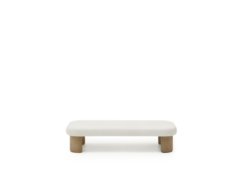 Labra coffee table in concrete and acacia wood, 140 x 70 cm