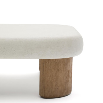 Labra coffee table in concrete and acacia wood, 80 x 80 cm