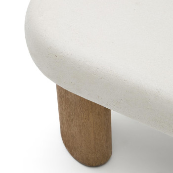 Labra coffee table in concrete and acacia wood, 80 x 80 cm