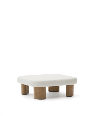 Labra coffee table in concrete and acacia wood, 80 x 80 cm