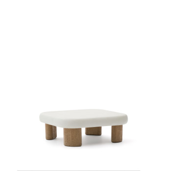 Labra coffee table in concrete and acacia wood, 80 x 80 cm