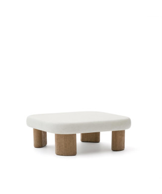 Labra coffee table in concrete and acacia wood, 80 x 80 cm