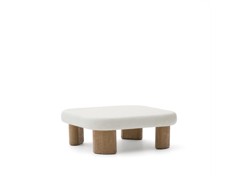 Labra coffee table in concrete and acacia wood, 80 x 80 cm