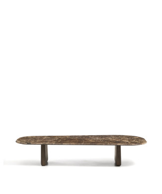Pirita coffee table in brown marble and solid oak legs with finish