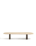 Pirita coffee table in beige travertine and solid oak legs with finish