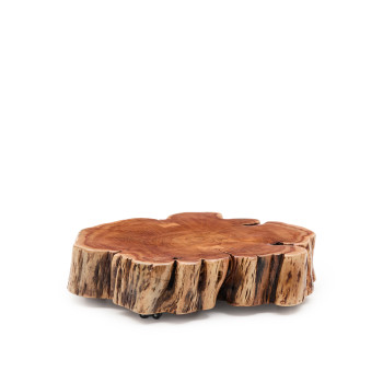 Tavine coffee table in solid bleached acacia wood with wheels Ø65 cm