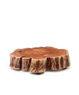 Tavine coffee table in solid bleached acacia wood with wheels Ø85 cm