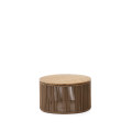 Dandara coffee table in steel, beige rope and solid acacia wood legs Ø70 cm FSC 100%