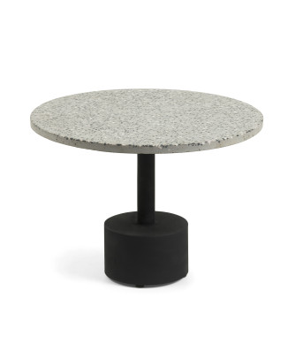 Delano coffee table in grey terrazzo and black finish steel legs Ø 55 cm