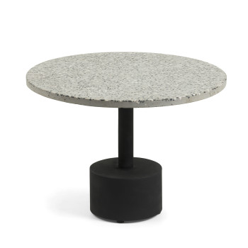 Delano coffee table in grey terrazzo and black finish steel legs Ø 55 cm