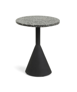 Delano coffee table in black terrazzo and black finish steel legs Ø 40 cm