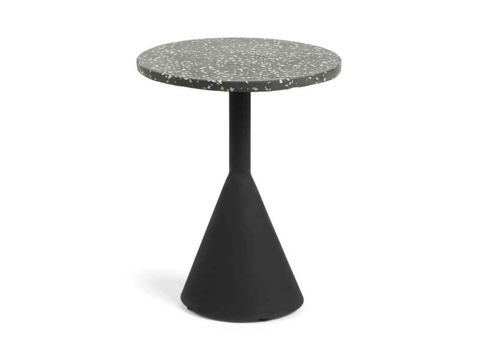 Delano coffee table in black terrazzo and black finish steel legs Ø 40 cm
