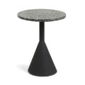 Delano coffee table in black terrazzo and black finish steel legs Ø 40 cm