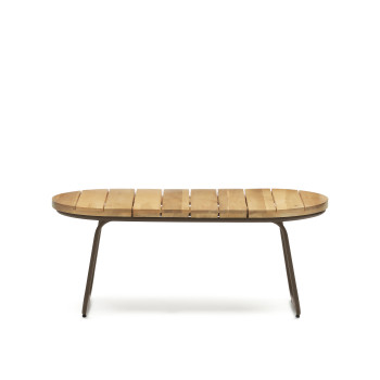 Salguer outdoor coffee table, solid acacia wood, brown steel, Ø 100 x 50 cm, FSC 100%