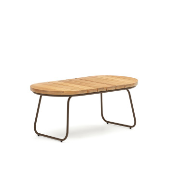 Salguer outdoor coffee table, solid acacia wood, brown steel, Ø 100 x 50 cm, FSC 100%