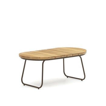 Salguer outdoor coffee table, solid acacia wood, brown steel, Ø 100 x 50 cm, FSC 100%