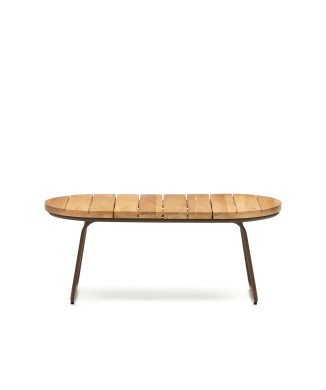Salguer outdoor coffee table, solid acacia wood, brown steel, Ø 100 x 50 cm, FSC 100%