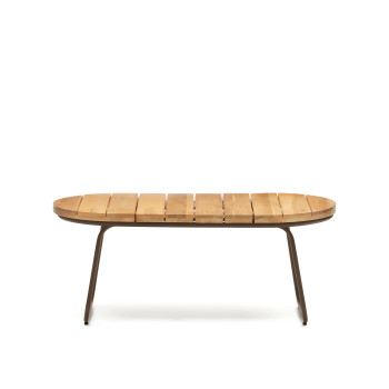 Salguer outdoor coffee table, solid acacia wood, brown steel, Ø 100 x 50 cm, FSC 100%