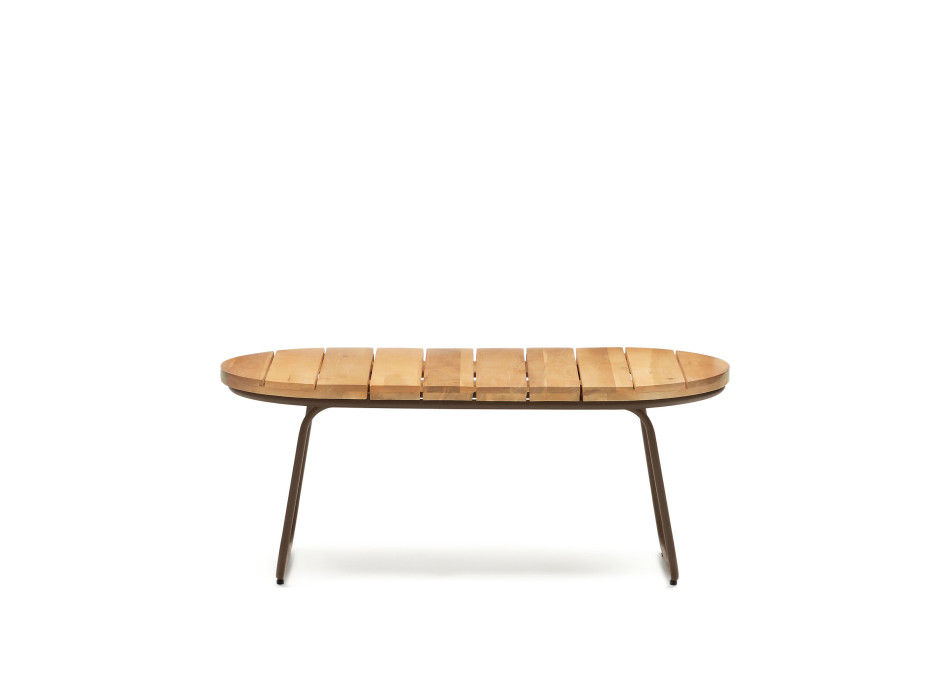 Salguer outdoor coffee table, solid acacia wood, brown steel, Ø 100 x 50 cm, FSC 100%