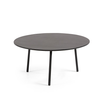 Mathis coffee table in fibre cement with black finish steel legs Ø 70 cm