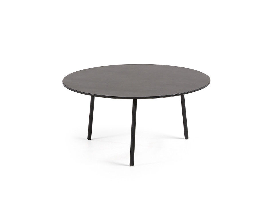 Mathis coffee table in fibre cement with black finish steel legs Ø 70 cm
