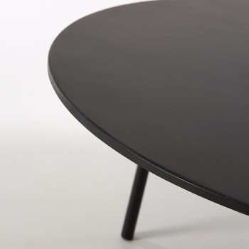 Mathis coffee table in fibre cement with catkin legs and black steel legs Ø