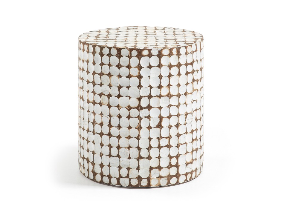 Necoco coffee table in solid mango wood and coconut shells