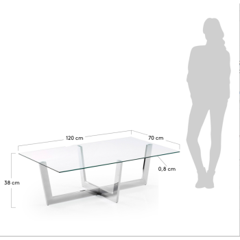 Plam coffee table 120 x 70 cm black glass Fume grey