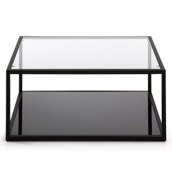 Blackhill 80 x 80 cm square coffee table in black transparent glass