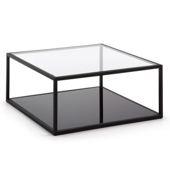 Blackhill 80 x 80 cm square coffee table in black transparent glass