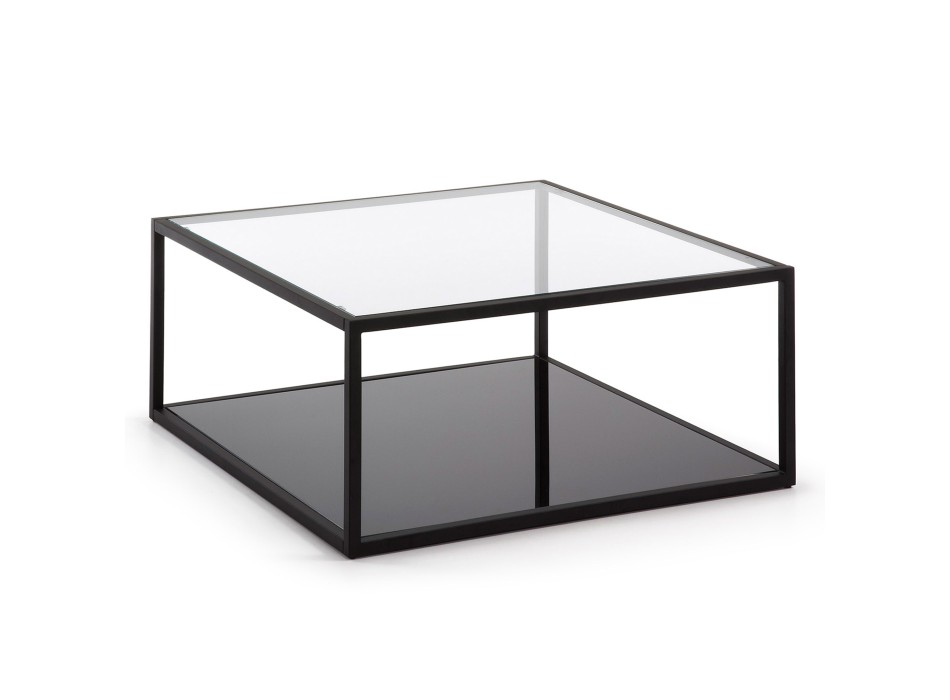 Blackhill 80 x 80 cm square coffee table in black transparent glass