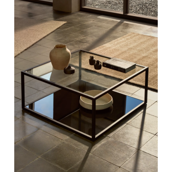 Blackhill 80 x 80 cm square coffee table in transparent black glass