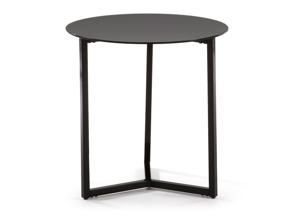 Raeam coffee table in tempered glass and black finish steel Ø 50 cm