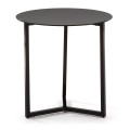 Raeam coffee table in tempered glass and black finish steel Ø 50 cm PROMO