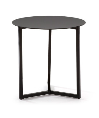Raeam coffee table in tempered glass and black finish steel Ø 50 cm