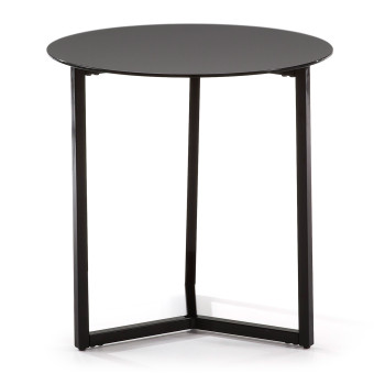 Raeam coffee table in tempered glass and black finish steel Ø 50 cm
