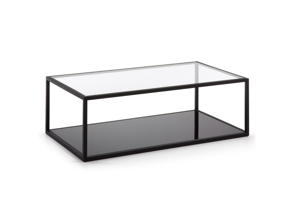 Blackhill rectangular coffee table 110 x 60 cm, black transparent glass