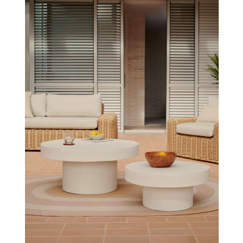 Aiguablava round coffee table in white concrete, Ø 66 cm