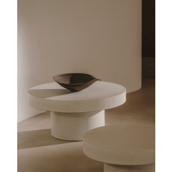 Aiguablava round coffee table in white concrete, Ø 66 cm