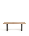 Uxue coffee table in solid acacia wood and black steel legs 130 x 64 cm